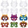 Woanger 36 Pieces Color Your Own Dinosaur Masks DIY Dinosaur Paper Masks Blank Graffiti Paper Masks Craft with Elastic Ropes for Boys Girls Cosplay Dinosaur Party Birthday Party Favors, 6 Designs