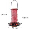 Juegoal 28 oz Glass Hummingbird Feeders for Outdoors, Wild Bird Feeder with 5 Feeding Ports, Metal Handle Hanging for Outdoor Garden Tree Yard, Red