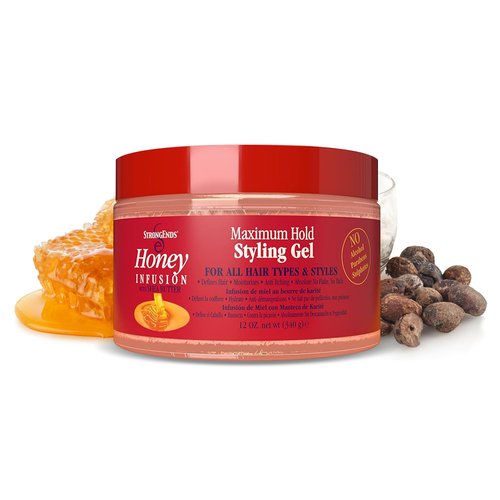 STRONGENDS - Maximum Hold Styling Gel with Honey & Shea - Moisturizing Hair Gel, Suitable for All Hair Types & Versatile Styles, Ideal for Men & Women, No Flaking 12 oz