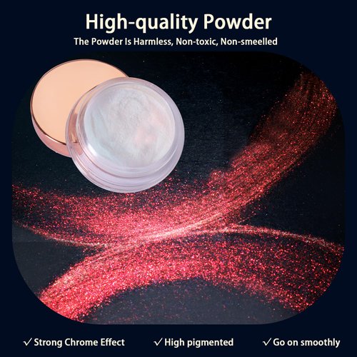 Allstarry Unicorn Chrome Nail Powder, Aurora Mermaid Iridescent White Pearl Nail Chrome Powder Pigment Glitter Fairy Dust for Nail Art, Manicure, Gel Nail Polish - Sunset Field