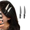 2 Pack Knife Hair Clip, Fashion Punk Hair Accessories Women's Creative Hip Hop Cosplay Halloween Party Girls Black Hair Clips Knife Hair Clip
