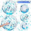 Civaner 6 Pieces Inflatable Beach Ball Glitter Christmas Swimming Pool Balls 24 Inches Christmas Outdoor Decor Ball Ornaments Floatable Confetti Ball for Beach Party Xmas Party Favor(Blue)