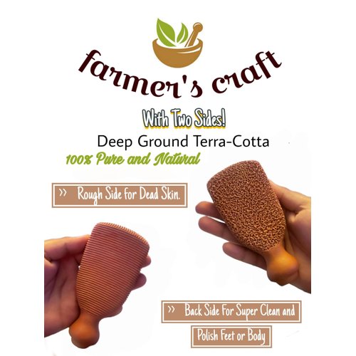 Natural Pumice Stone Made of Terra Cotta Remain 7+ Years | Ancient Indus Valley Foot Scrubber Callus Remover Skin Care Pedicure Tool for Cracked Heels & Dead Skin | Foot Exfoliator (+Organic Cocoa)