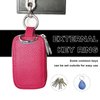 Car Key Fob Case, Double Zipper Genuine Leather Protection Key, Universal Premium Car Key Fob Case, Metal Hook and Keyring with Transparent Window for Men Women (Rose red)