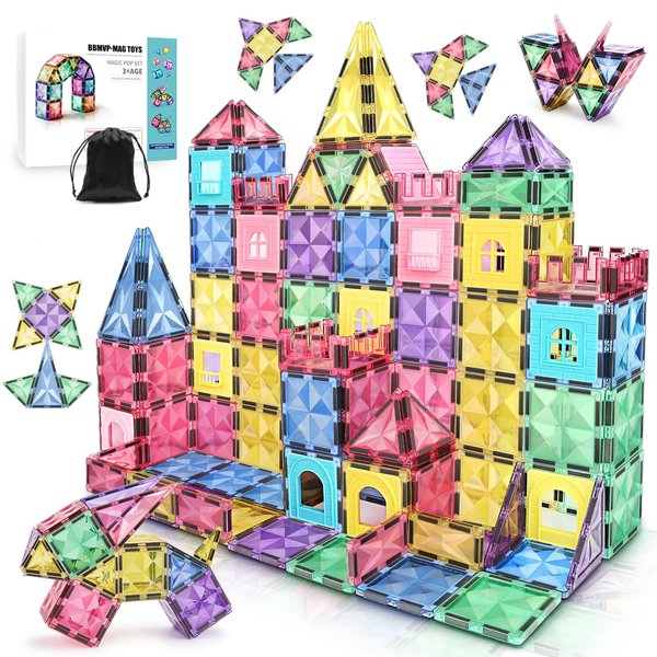 Magnetic Tiles, 36 PCS Magnetic Building Blocks for Kids Ages 3+ and STEM Magnet Toys , Clear Magnetic 3D Blocks Construction Playboards for Boys & Girls, Preschool Learning Sensory Montessori Toys
