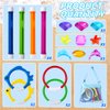 YUJUN 18PCS Pool Diving Swimming Toys, Summer Underwater Game Toys with Pool Fishes Dive Sticks Rings Gems Storage Bag for Kids Swim Birthday Party Favors