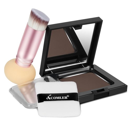 Acomler Root Touch Up Powder Kits, Hairline Powder with Makeup Brush, Hair Color Cover Touch Up Powder for Thinning Hair, Gray Hair Coverage, Hair Loss Root Concealer for Women&Men (Medium Brown)