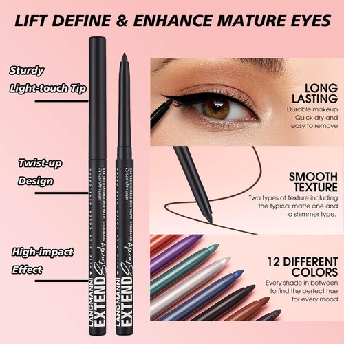 Mefyhtune White Pencil Eyeliner Waterproof Retractable Cream White Gel Eyeliner Smudge-proof Hypoallergenic (01#)