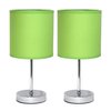 Simple Designs LT2007-GRN Chrome Mini Basic Table Lamp with Fabric Shade, Green