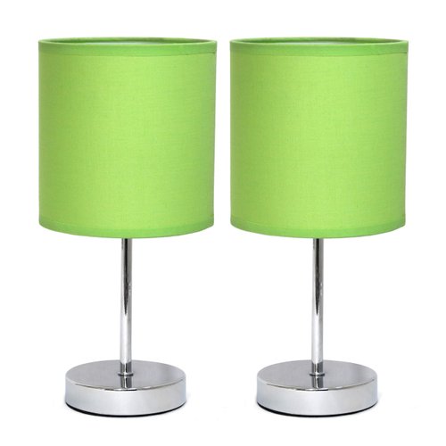 Simple Designs LT2007-GRN Chrome Mini Basic Table Lamp with Fabric Shade, Green