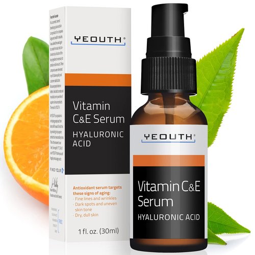 YEOUTH Vitamin C Face Serum with Hyaluronic Acid, Vitamin C Serum for Face, Vitamin C for Face Targets the Appearance of Dull Spots, Face Serum for Women and Men 1oz