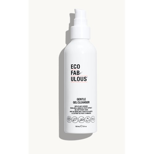 ECOFABULOUS Gentle Gel Cleanser – Deep Cleans Skin While Protecting and Conditioning, Squalane, Hibiscus Sabdariffa – Daily Use AM + PM - Clean + Recyclable + Vegan, 150 mL/5 Fl Oz