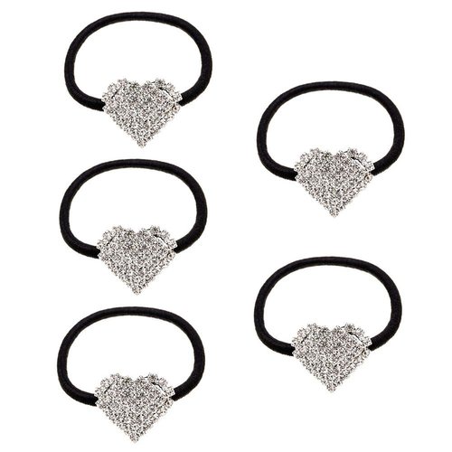 Xiwstar 5Pcs Ponytail Holder Women's Hair Ties Heart Shape Hair Holder Elastics Hair Bands Pigtail Ties for Female Girls Teens Hair Accessories
