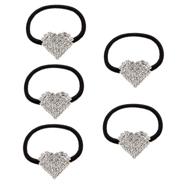 Xiwstar 5Pcs Ponytail Holder Women's Hair Ties Heart Shape Hair Holder Elastics Hair Bands Pigtail Ties for Female Girls Teens Hair Accessories