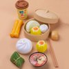 2 Sets Kids Pretend Play Toy Kitchen Cooking Toy Steamed Toy Food Chinese Breakfast Food Play Set Dollhouse Furniture (26Pcs)
