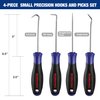 WORKPRO Precision Pick and Hook Set, 4 Piece Pick Tool Set Includes Angled, Straight, and Full Hooks and Picks for Mechanic, Pick Mini Hooks Puller Remover Hand Tools with Storage Bag