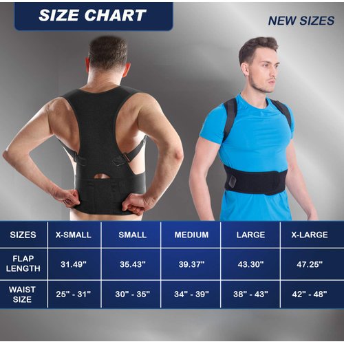 Fully Adjustable Magnetic Orthopedic Back Brace Posture Corrector For Men Women w Lumbar Support Belt -Shoulder, Neck, Upper Lower Back Pain Relief- Best Straightener Trainer Improves Upright Stance L