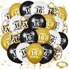 16th Birthday Balloons for Boys, 24Pcs Black Gold White Happy 16th Birthday Balloons, Black Gold and White 16th Birthday Party Decorations Balloons for Boys Girls 16th Birthday Decor Supplies