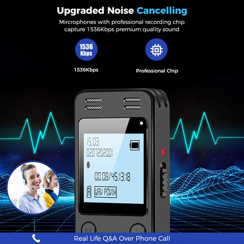 128GB Digital Voice Recorder for Lectures Meetings - EVIDA 9296 Hours Voice Activated Recording Device Audio Recorder with Playback,Password