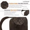 Lacer Human Hair Ponytail Extension Wrap Around with Magic Paste Dark Brown Ponytail Hair Extensions Real Human Hair Clip on Ponytails for Black Women 18 Inch 80g