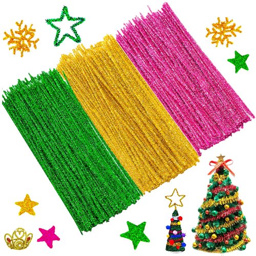 Foeipy 200 PCS Pipe Cleaners Craft Bump Chenille Stems Christmas Pipe Cleaners Pipe Cleaners Craft Supplies Art Pipe Cleaners for Creative Holiday Decoration Supplies Arts and Crafts Project (300pcs)