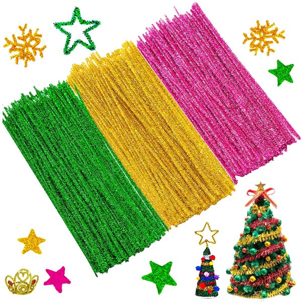 Foeipy 200 PCS Pipe Cleaners Craft Bump Chenille Stems Christmas Pipe Cleaners Pipe Cleaners Craft Supplies Art Pipe Cleaners for Creative Holiday Decoration Supplies Arts and Crafts Project (300pcs)