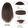 10inch Short Kinky Straight Ponytail Afro Clip in Hair Extensions Ponytail Warp Around Natural Puffing Ponytail (Black to Auburn brown)