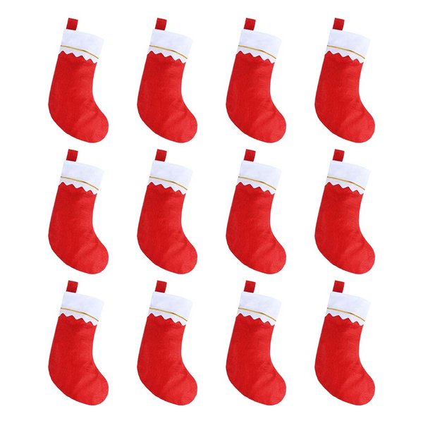 CCINEE 12pcs Red Felt Christmas Stockings 15" Party Favors Stockings for Xmas Decoration