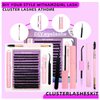 DIY Lash Extension Kit Volume Lash Clusters D Curl Individual Lashes Lash Clusters Kit Thick Eyelash Extension Kit 280 pcs Thin Band Cluster Lashes Lash Bond and Seal Lash Tweezers(Fluffy60D+100D kit)