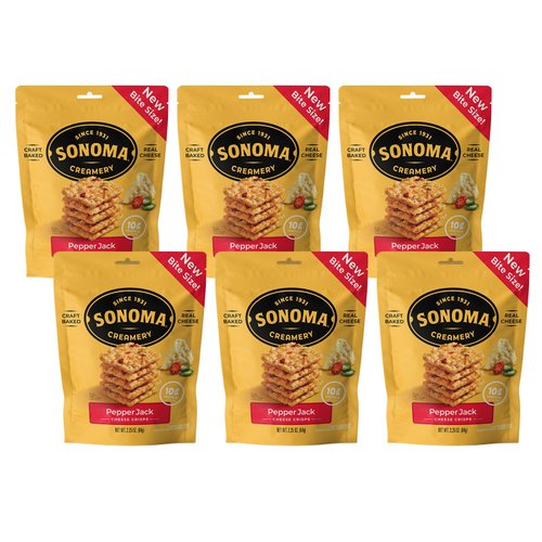 Sonoma Creamery - Cheese Crisps, Pepper Jack, 2.25 Oz (6 Count) | Savory Snack | High Protein | Low Carb | Gluten Free |Keto-Friendly