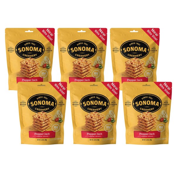 Sonoma Creamery - Cheese Crisps, Pepper Jack, 2.25 Oz (6 Count) | Savory Snack | High Protein | Low Carb | Gluten Free |Keto-Friendly