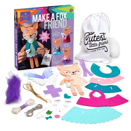 Craft-tastic – Make a Fox Friend Craft Kit – Learn to Make 1 Easy-to-Sew Stuffie with Clothes & Accessories