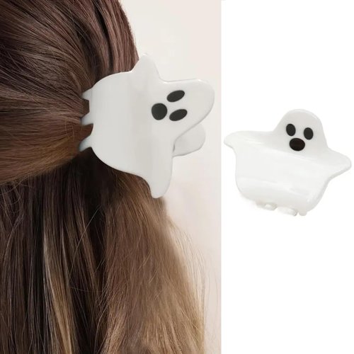 Halloween Hair Claw Clips for Thin Hair, Small Ghost Clips Non-Slip White Ghost Design Claw Clips...