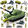 ZAKVENFUN Military Tank Toy Playset, Military Army Tank Toys with 12 Pcs Army Men, 4 Military Vehicles, 3 Pull Back Fighter Yets, Army Toy Gifts for Toddler Kids Boys Ages 3 4 5 6 Years Old