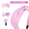 GAFATORY Glitter Bow Headbands for Women Fashion Metallic Pink Knotted Headbands for Womens Wide Glitter Hair Band for Girls Shiny Hair Accessories for Daily