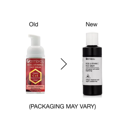 Dermisyou Rose Face Serum 1.33 OZ 40ML with Hyaluronic Acid, Vitamin C and E Collagen Anti Aging Made In USA (PACKAGING MAY VARY)