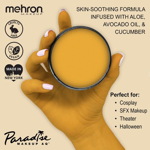 Mehron Makeup Paradise Makeup AQ Pro Size | Perfect for Stage & Screen Performance, Face & Body Painting, Special FX, Beauty, Cosplay, and Halloween | Water Activated Face Paint & Body Paint 1.4 oz (40 g) (Dijon)