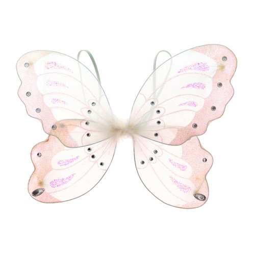 Mozlly Butterfly Wings for Kids - 2 Layer Fairy Wings for Girls and Boys, Halloween Costume Wings and Cosplay Wings Fairy Costumes for Kids, Small Fairy Wings for Kids - One Size, 14 Inches - White