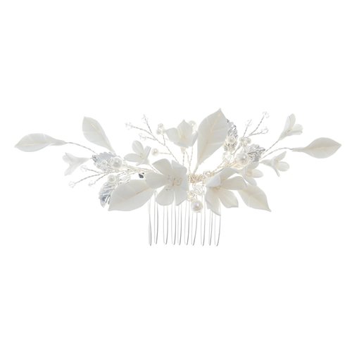 100% Handmade Soft Polymer Clay Flower Wedding Hair Combs Classical Crystal Pearl Wedding Hair Accessories Silver Bridal Hair Comb Jewelry