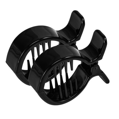 Mobestech Hair Styling Accessories 2pcs Round Inner Toothed Hair Clips Fish Tail Clips Ponytail Holder Strong Tension Hair Claws Hair Accessories for Women Girls Styling (Black)