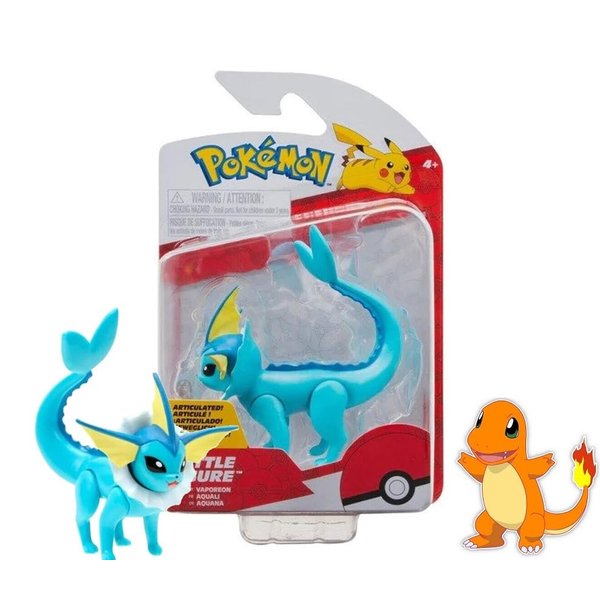 Pokemon Battle Figure Action Ready 3 inch with Bonus Sticker (Vaporeon)