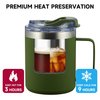 ALOUFEA 12oz Insulated Coffee Mug Cup with Handle, Stainless Steel Travel Coffee Mug with Flip Lid, Double Wall Vacuum Coffee Tumbler, ArmyGreen