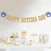 Happy Gotcha Day Banner, Pet Adoption Party Decorations, Let's Pawty Together Birthday Party Decor, Dog Cat Gotcha Party Supplies Gold Blue Glitter