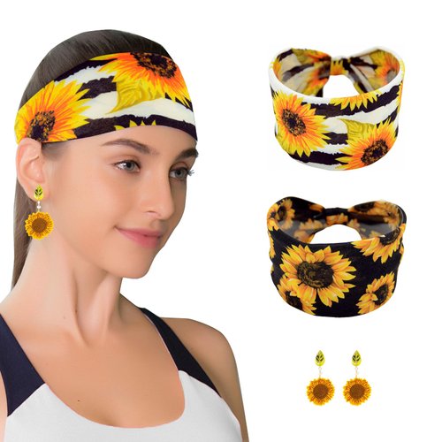 zhxinashu 2 Pcs Boho Headbands for Women Workout Wide Head Band HairBands Yoga Head Wraps(Style B)