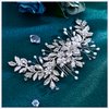 JHOO Crystal Leaf Bride Wedding Hair Comb Alloy Flower Hair Accessories Handmade Imitation Pearl Hair Accessories Suitable for Women's Party Hair Accessories HP683 (Sliver)