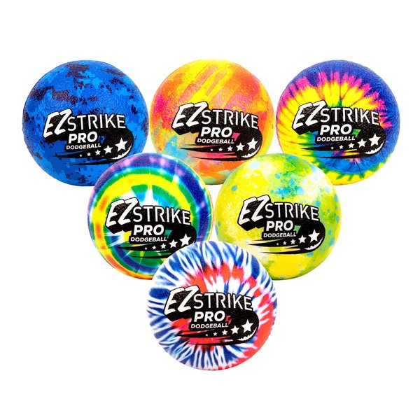 EZ STRIKE Dodgeball, Foam Playground Ball- Soft Skin, Various Patterns, Kids 6" Foam Balls, Kick Ball, Hand Ball for Outdoor& Indoor with Mesh Storage Bag Set of 6 Pack