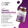 Purity Labs Pure Trans-Resveratrol Supplement + Quercetin 1500mg, Vegan Supplements for Heart, Skin Hair Nails, Anti Aging Antioxidant Supplement 90ct
