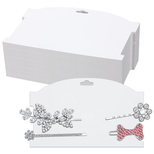 Geyee 50 Pieces Hair Clip Display Cards Hair Bow Holder Cardboard 7.8 x 4.8 Inches Claw Clip Organizer Display Cardboard Paper for Hair Bow Barrettes Accessories Display and Organizing, White