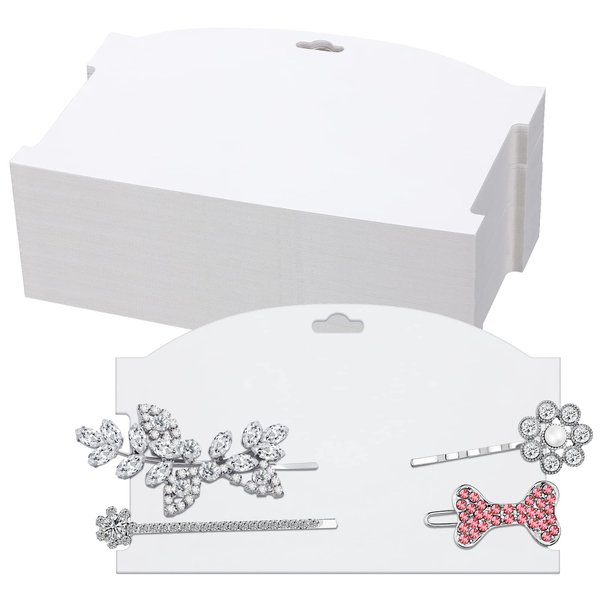 Geyee 50 Pieces Hair Clip Display Cards Hair Bow Holder Cardboard 7.8 x 4.8 Inches Claw Clip Organizer Display Cardboard Paper for Hair Bow Barrettes Accessories Display and Organizing, White