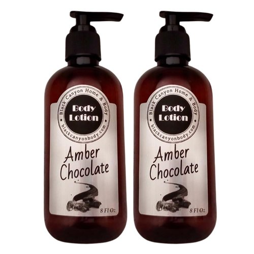 Black Canyon Amber Chocolate Scented Luxury Body Lotion with Lanolin and Jojoba Oil, 8 Oz (2 Pack)